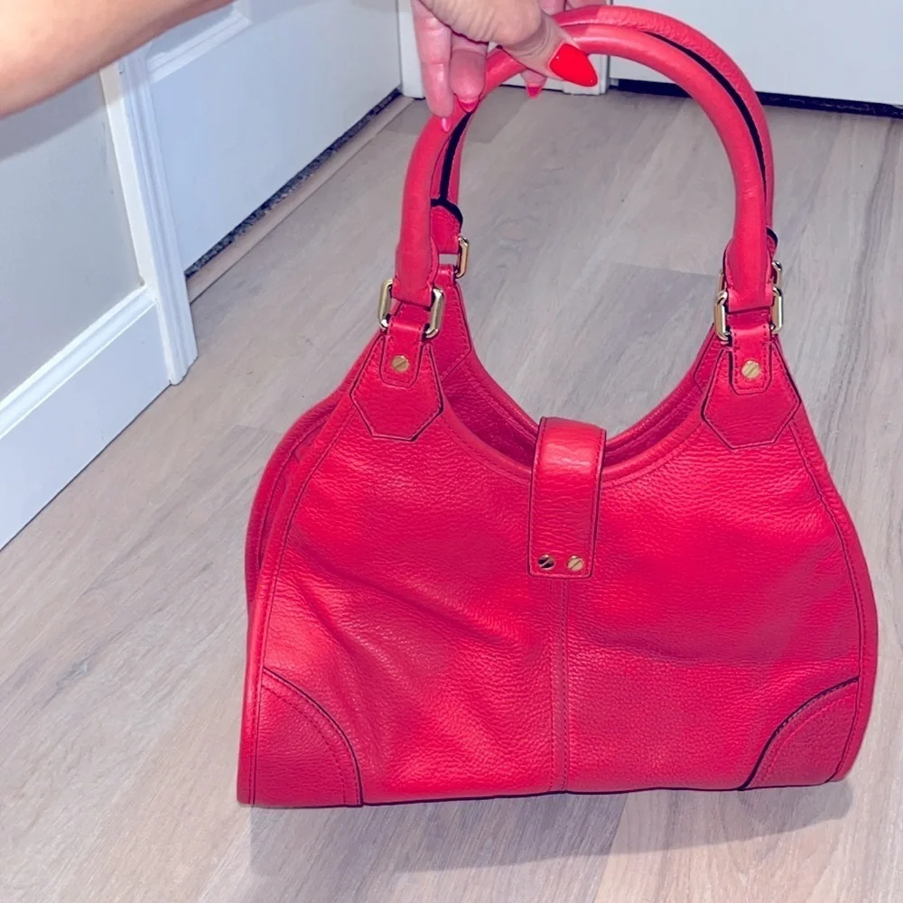 Michael Kors Hudson Large Leather Tote Shoulder Bag Satchel Watermelon Gold